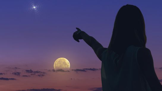 Frau vor Mond