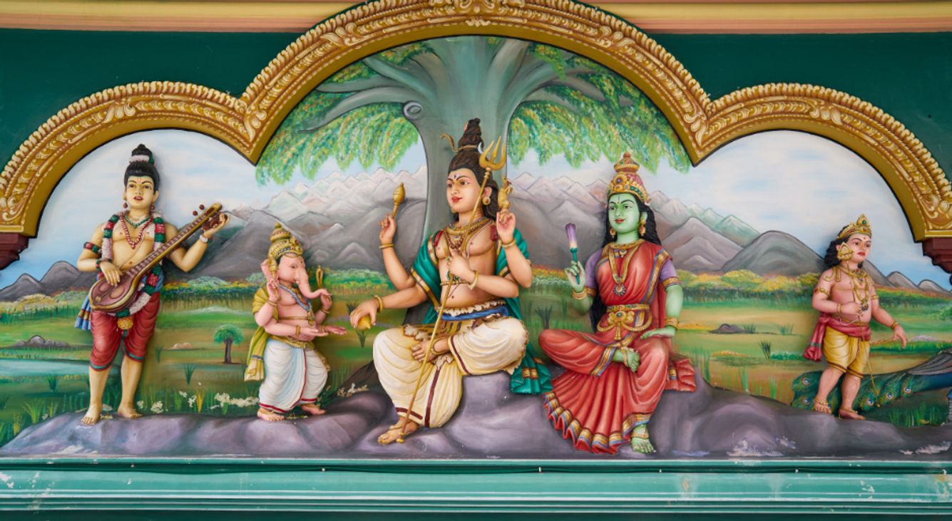 Hinduistisch anmutende Zeichnung mit Ganesha