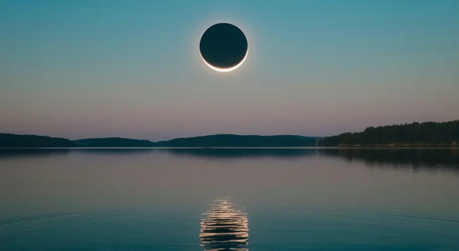 Sonnenfinsternis über einer Seelandschaft