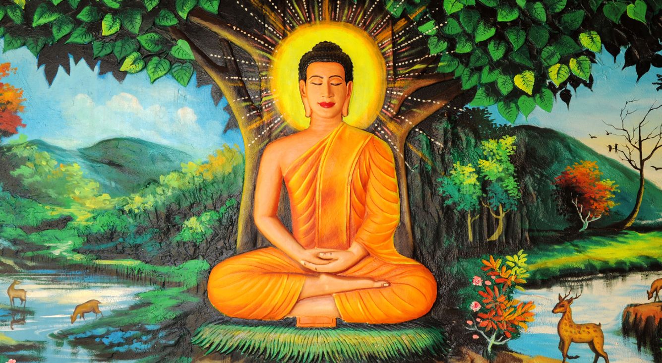 Gemälde Buddha unter Baum